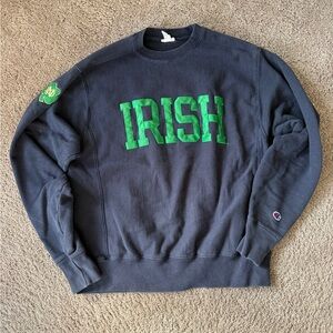 Champion Men's Crewneck Sweater - Black with Green Accents